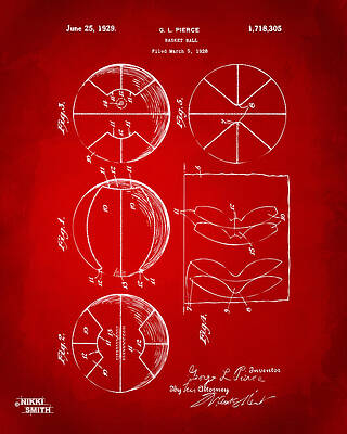 G. L. Pierce Basketball Patent Design Digital Art