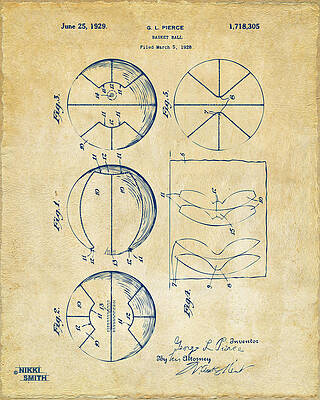 Vintage Basketball Patent Sketch Digital Art