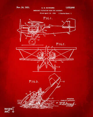 Aircraft Flotation Gear Patent Diagram Digital Art