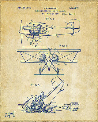 Vintage Aircraft Patent Design Digital Art