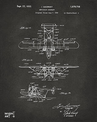 Igor Sikorsky Amphibian Aircraft Patent Digital Art