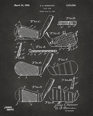 Golf Club Patent Drawing 1936 Digital Art