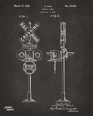 Vintage Traffic Signal Patent Drawing Digital Art