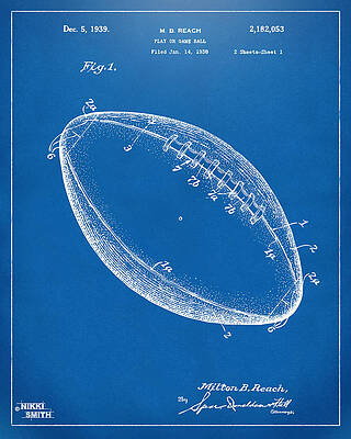 Vintage Football Patent Blueprint Digital Art