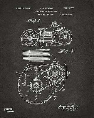 Vintage Motorcycle Patent Drawing Digital Art
