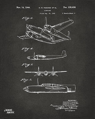 Vintage Airplane Patent by H. R. Hughes Digital Art