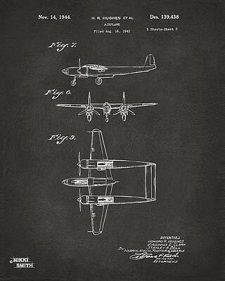1944 Airplane Patent Diagram Digital Art