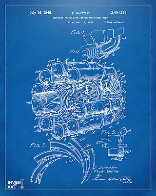 Pilot Digital Art - 1946 Jet Aircraft Propulsion Patent Artwork - Blueprint by Nikki Marie Smith