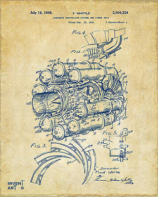 Pilot Digital Art - 1946 Jet Aircraft Propulsion Patent Artwork - Vintage by Nikki Marie Smith