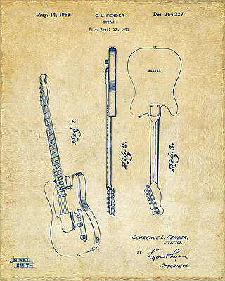 Fender Guitar Patent Design Digital Art