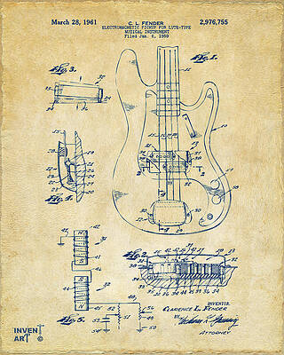 Fender Guitar Patent Design Digital Art