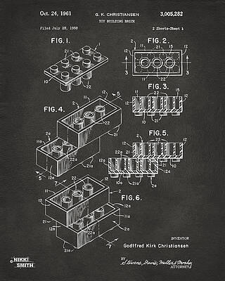 LEGO Brick Patent Diagram Digital Art