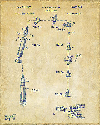 1963 Space Capsule Patent Diagram Digital Art