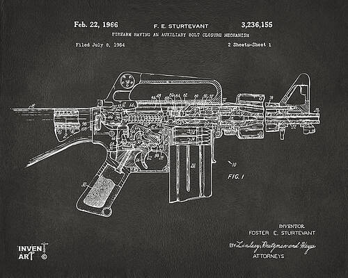 Firearm Patent Diagram Digital Art