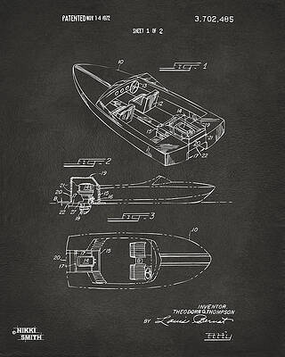 Vintage Boat Blueprint Diagram Digital Art