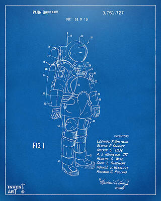 Vintage Spacesuit Patent Blueprint Digital Art