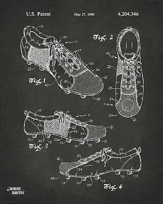 Vintage Soccer Cleats Patent Diagram Digital Art