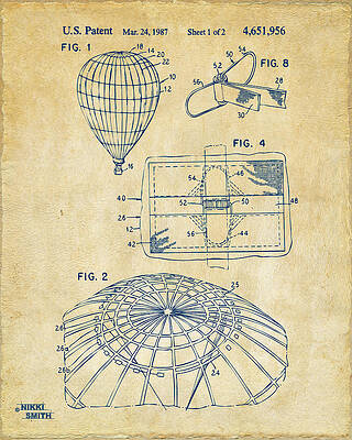 1987 Hot Air Balloon Patent Digital Art