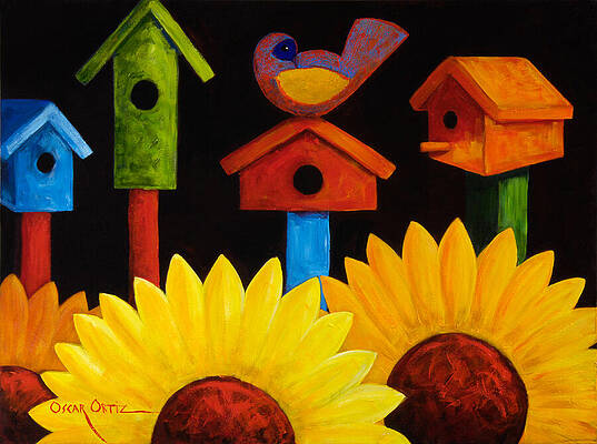 Nostalgic Wall Art featuring the painting Midnight Garden by Oscar Ortiz