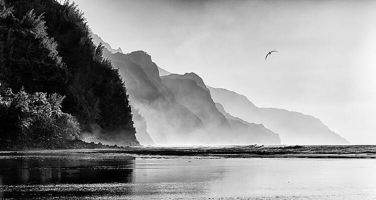 Hawaii Wall Art featuring the photograph Misty Sunset On Na Pali Coastline #2 by Steven Heap