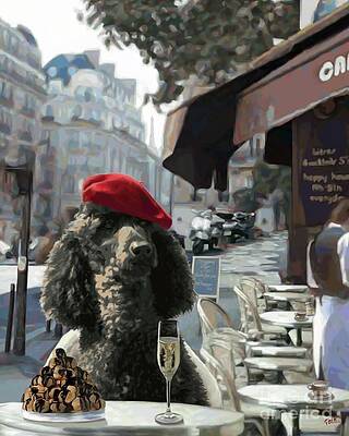 Cityscape Wall Art featuring the digital art Poodle In Paris by Laura Toth