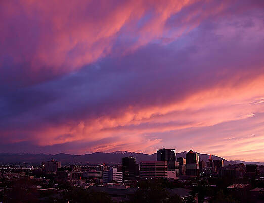 Wall Art featuring the photograph Salt Lake City Sunset #1 by Rona Black