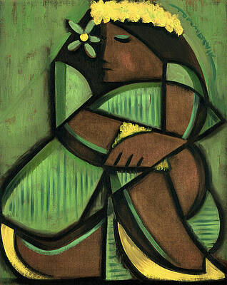 Serene Cubist Portrait Painting