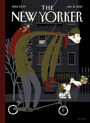 Cyclist with Dog in Basket Wall Art