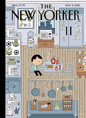 Cartoon Chef in a Modern Kitchen Painting