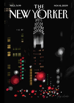 New Yorker Cover with Chrysler Building Painting