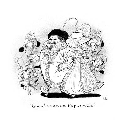 Hollywood Wall Art featuring the drawing Captionless; Renaissance Paparazzi by Steve Brodner