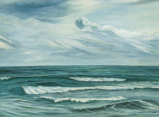 Serene Ocean Waves and Skies Painting