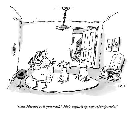 Green Drawing - Can Hiram Call You Back? He's Adjusting Our Solar by George Booth