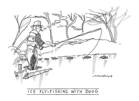 Relax Drawing - Ice Fly-fishing With Doug by Michael Crawford