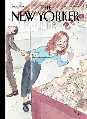 Humorous New Yorker Cover with Babies Painting