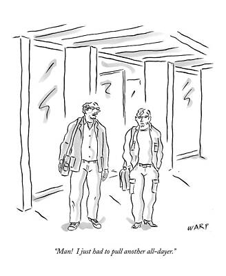 Two Men in Office Setting Drawing