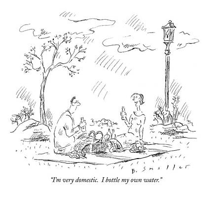 Cooking Drawing - I'm Very Domestic.  I Bottle My Own Water by Barbara Smaller