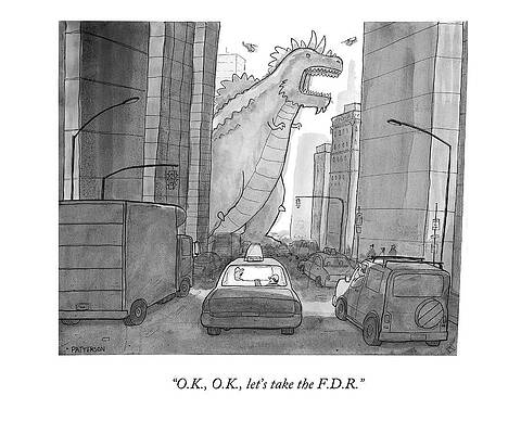 Giant Lizard in City Traffic Wall Art