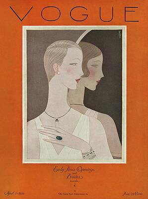 Vogue Cover with Two Elegant Women Wall Art