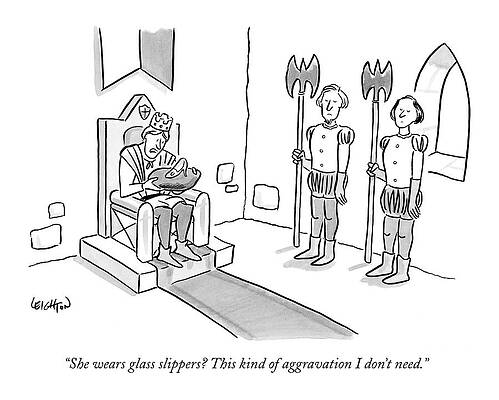 King Contemplates Glass Slippers Drawing