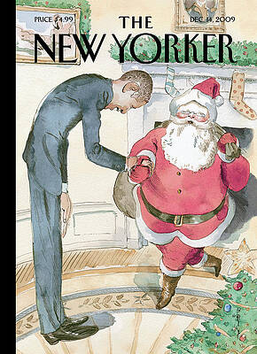 Obama with Santa Claus Painting