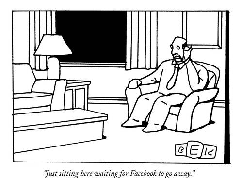 Man Waiting for Facebook to Disappear Drawing