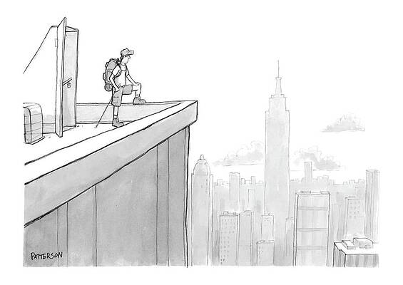 Hiking Drawing - New Yorker August 1st, 2005 by Jason Patterson