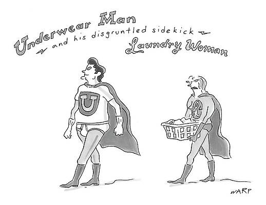Underwear Drawing - Underwear Man And His Disgruntled Sidekick by Kim Warp