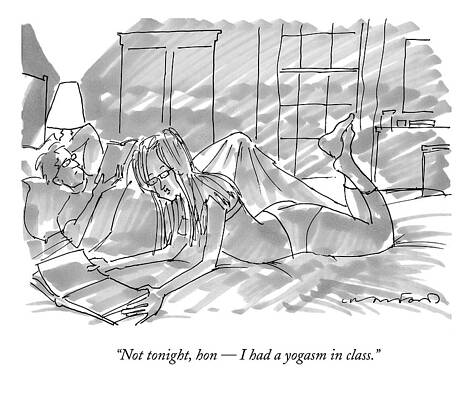 Yoga Wall Art featuring the drawing Not Tonight #1 by Michael Crawford