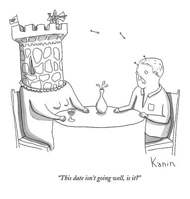 Shoot Wall Art featuring the drawing This Date Isn't Going Well by Zachary Kanin