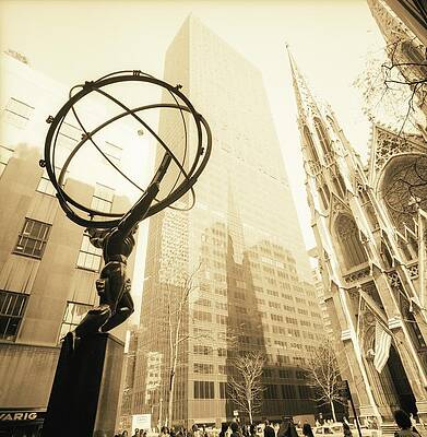 New York State Wall Art featuring the photograph Atlas Sculpture In New York City #3 by Horst P. Horst