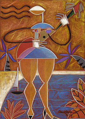 Puerto Rico Wall Art featuring the painting Cuatro Caliente by Oscar Ortiz