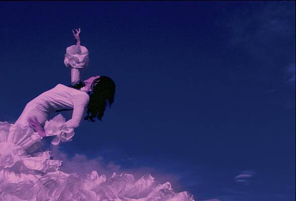 Wall Art featuring the photograph La Contrahecha Wearing A Ruffled Dress #3 by Raymundo de Larrain