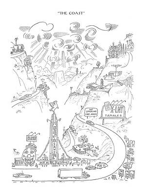 Wind Drawing - New Yorker January 27th, 1951 #3 by Saul Steinberg